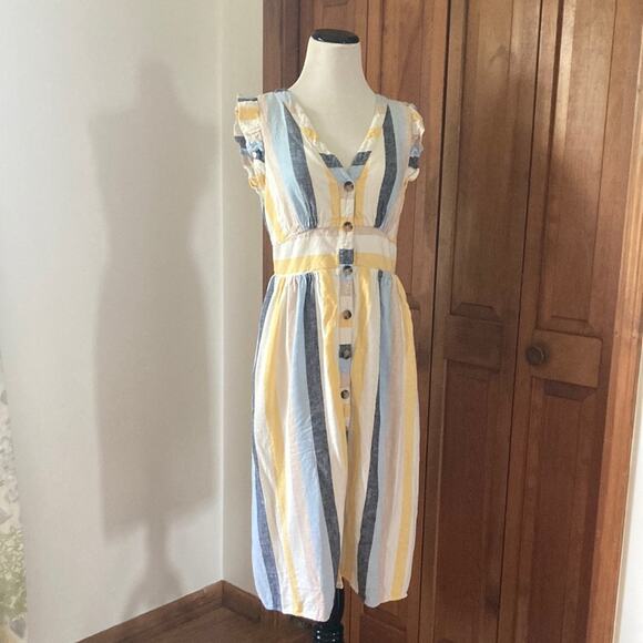Time and Tru Striped Buttondown Midi Dress, Size S - Picture 1 of 10